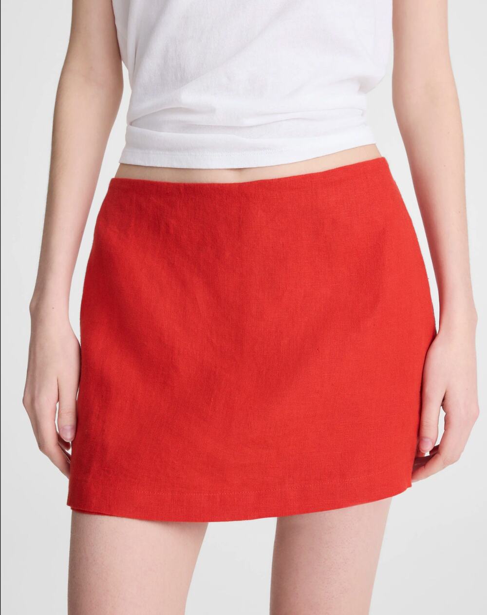 Madewell Mini Skort in 100% Linen in Wild Poppy Red Size 4